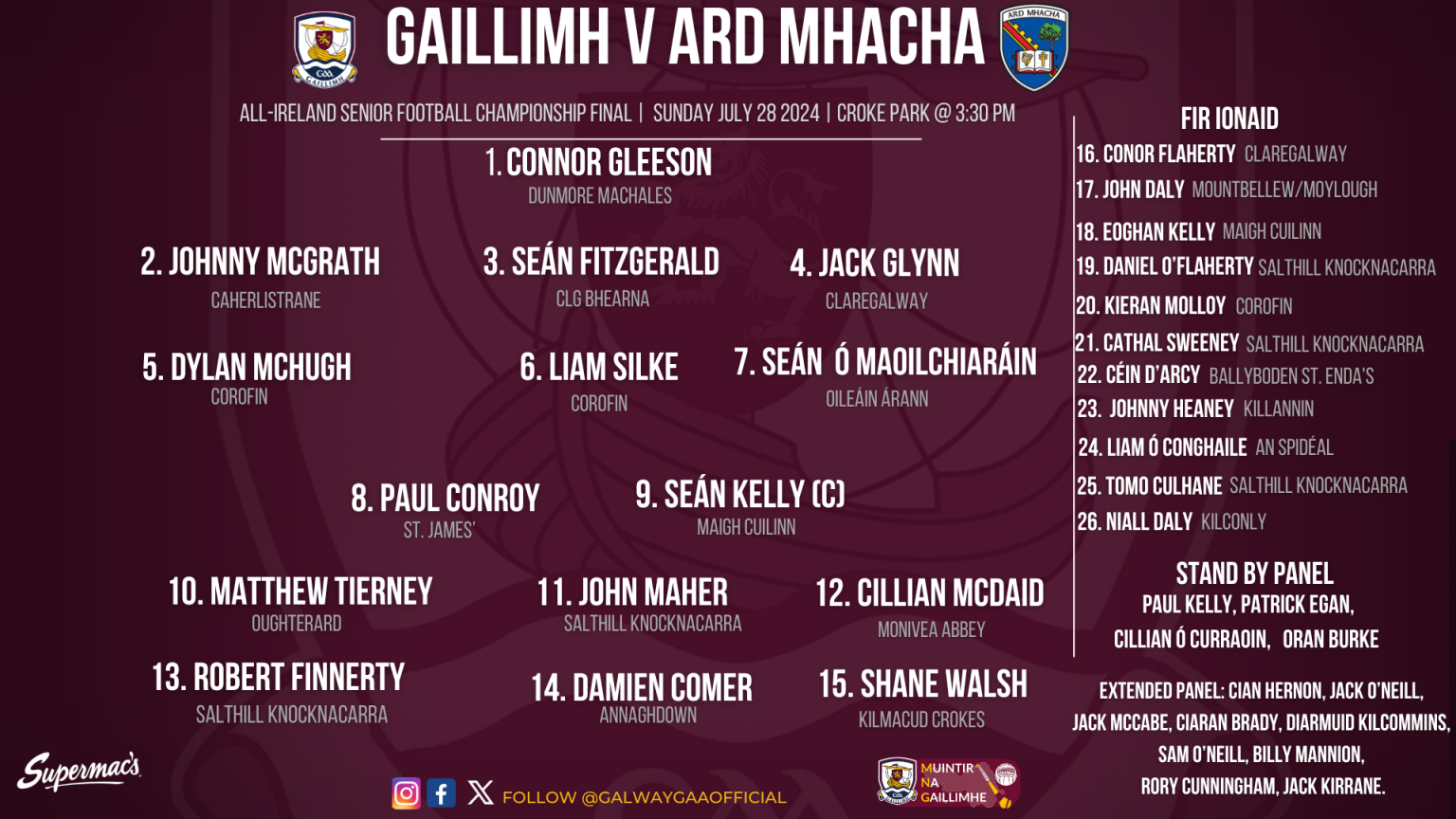 Team News: Galway v Armagh, All-Ireland SFC Final 2024 – Galway GAA